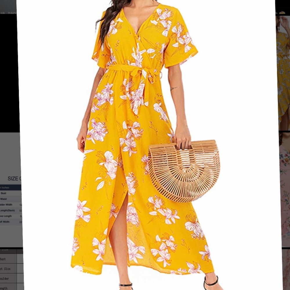 Yellow Floral Maxi Wrap Dress